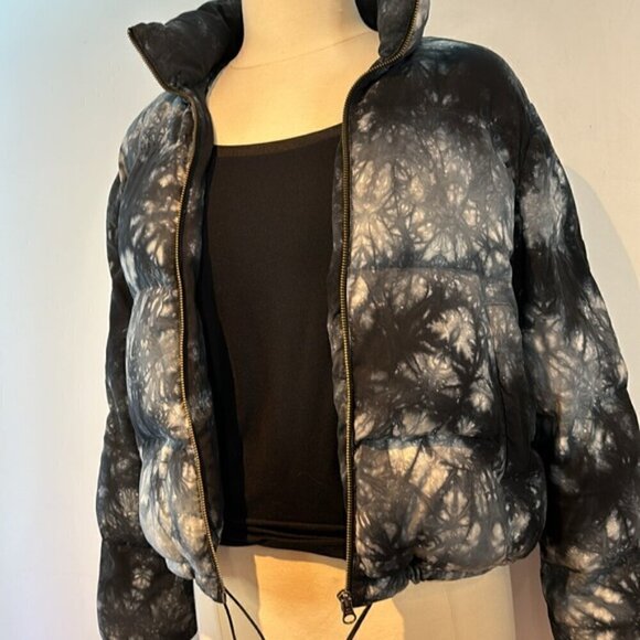 Anthropologie Cloth & Stone black/grey/ cream fabric puffer size medium - Picture 10 of 15